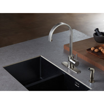 Kingston Brass Concord Single-Handle 2-Hole Deck Mount Kitchen Faucet with Side Sprayer
