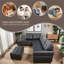 Faux Leather Sectional Sofa With Ottoman-606548328