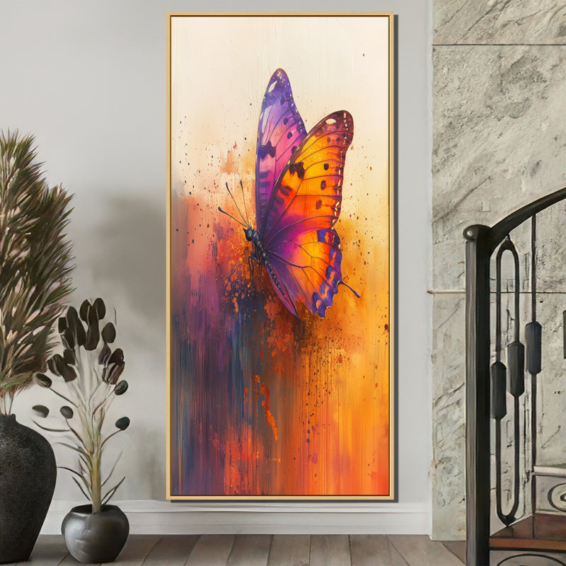 «Dolloff Lavender Echoes Of The Butterfly III» - impressions sur toile, H 60 po x l 28 po, Impression encadrée flottante