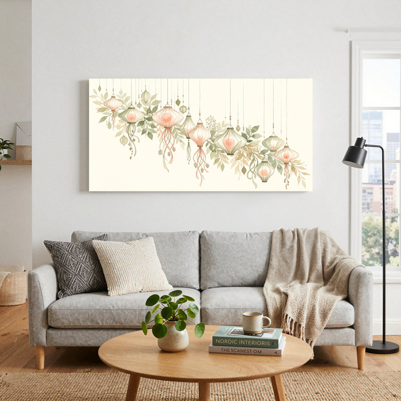 Ensemble de 1 lanterne suspendue sur toile, 48“W x 24”H, Wrapped Canvas