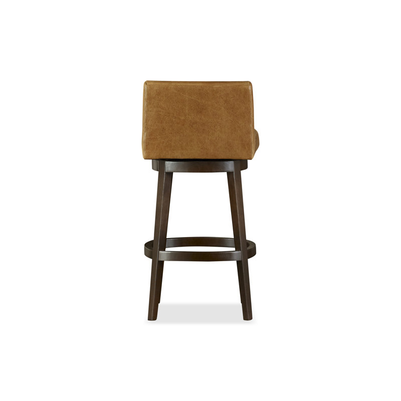 Upholstered Stool with Solid Wood Frame, Pumice