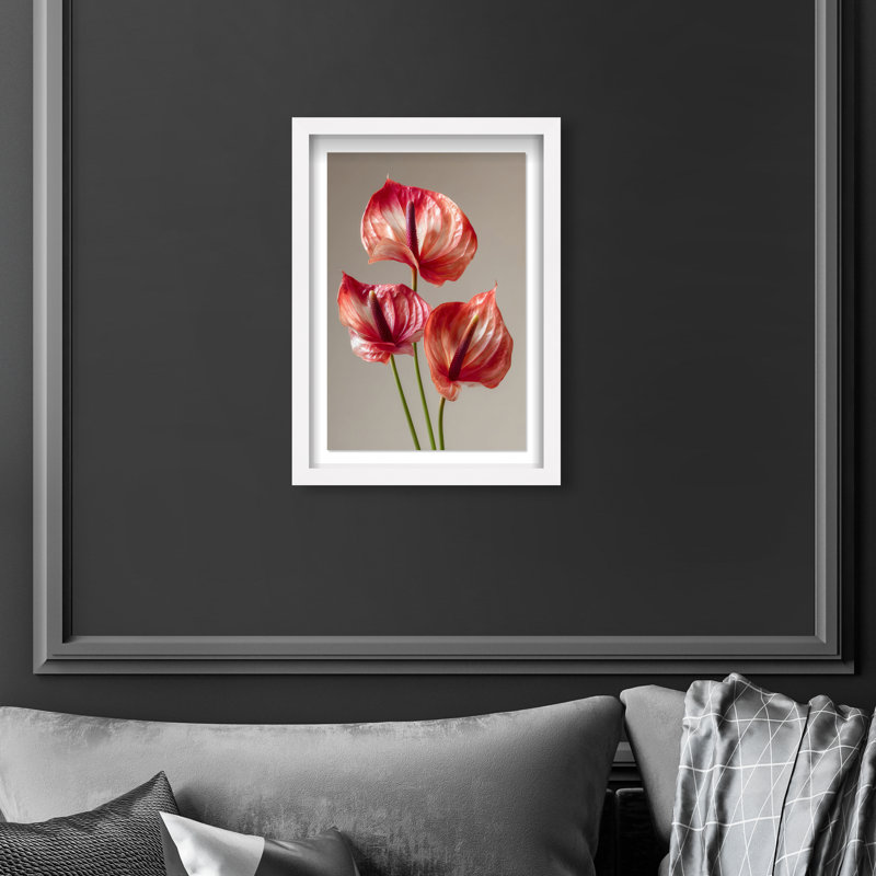 Crimson Silk Veins II Print by Oliver Gal, 11.5"H x 16.5"W, White Shadowbox