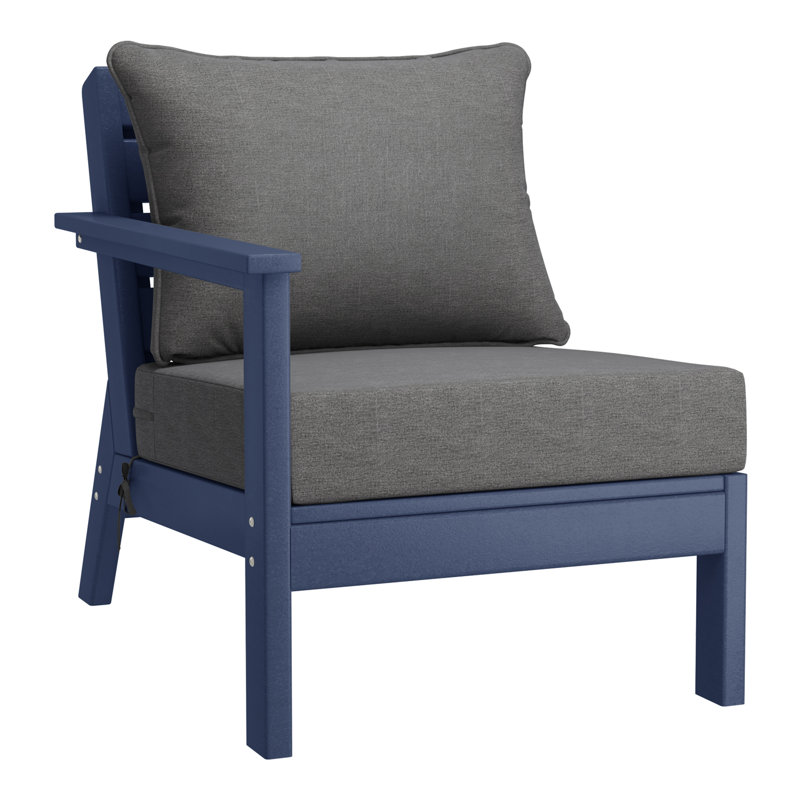 Chaise avec accoudoirs profonds à gauche avec coussins, Gris, Marine