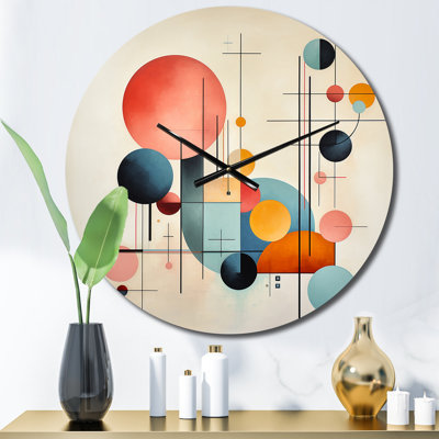 Syncronicities Midcentury Elegant Retro Art I Metal Wall Clock