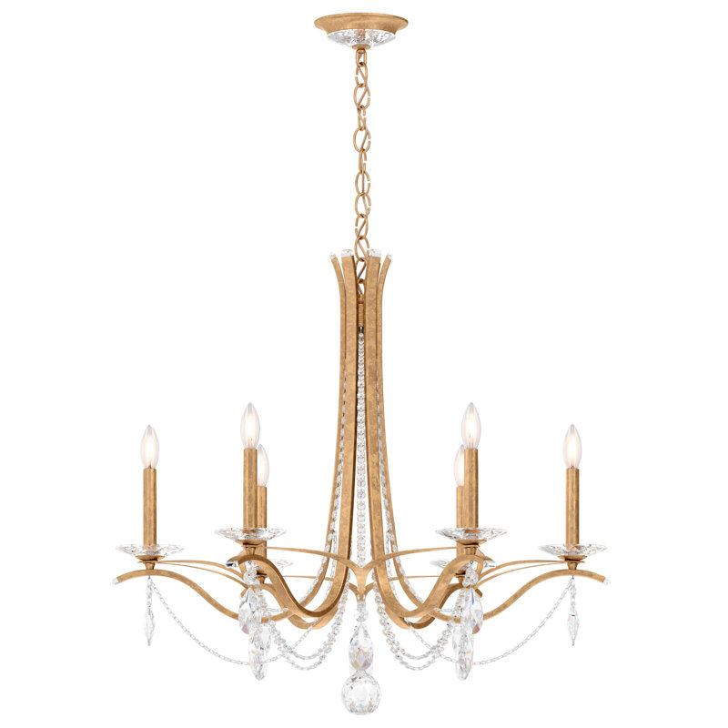Vesca 6 - Light Chandelier, French Gold, Radiance Crystal