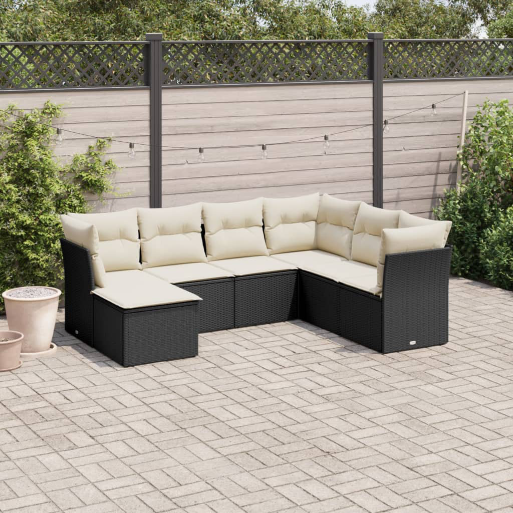 Vidaxl 7-Tlg. Garten-Sofagarnitur Mit Kissen Poly Rattan