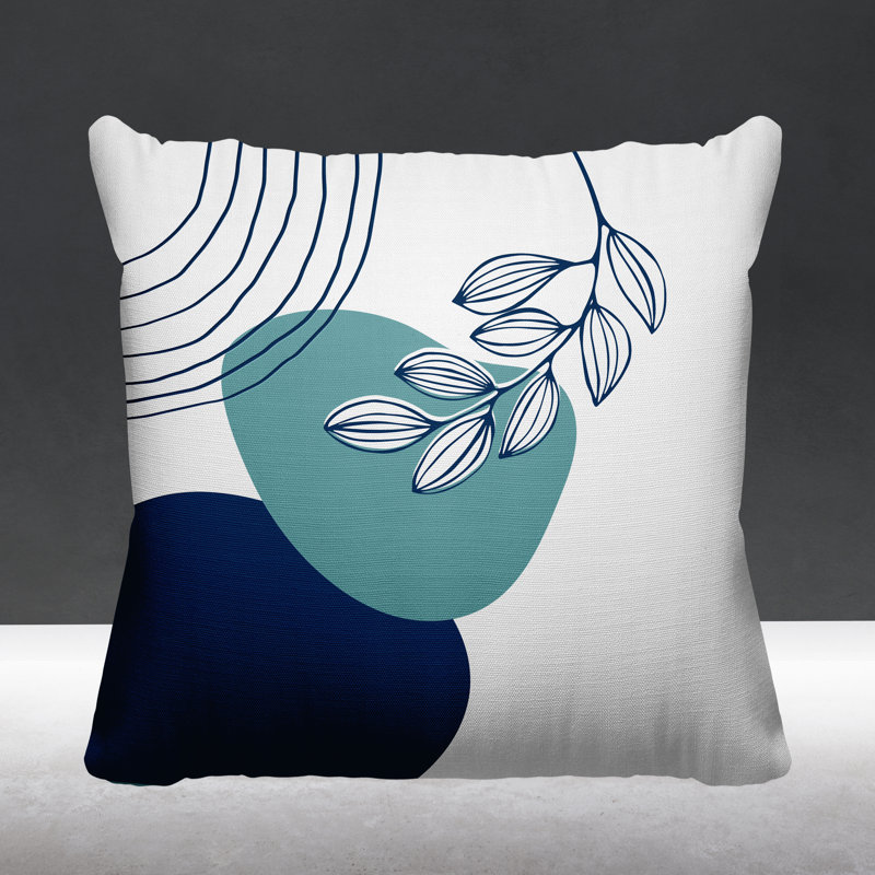 Coussin intérieur / extérieur Lupita, L 19 po x H 19 po, Ciel / bleu marine