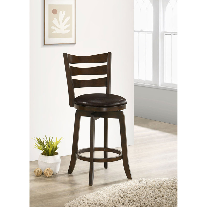 Fenster Dark Brown Wood Pub Height Swivel Bar Chair, Counter Stool (26" Seat Height)