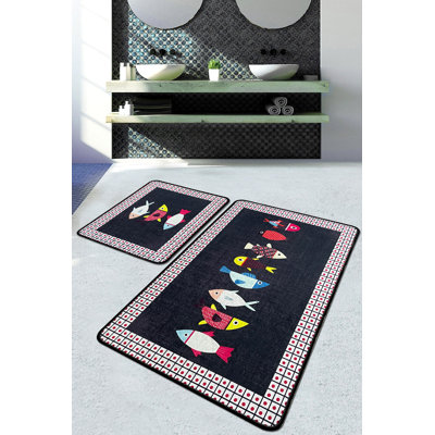 Ensemble de luxueux tapis de bain (2 pièces), 100% polyester, 23,6 po x 39,4 po et 19,7 po x 23,6 po | 700 g / m², hauteur des poils: 0,4 po | Antibactérien, antidérapant, lavable à la machine | Parfait pour une salle de bain élégante et confortable