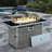Propane Gas Fire Pit Table With Glass Wind Guard And An Open Basket-wave Patterned Wicker-947424578