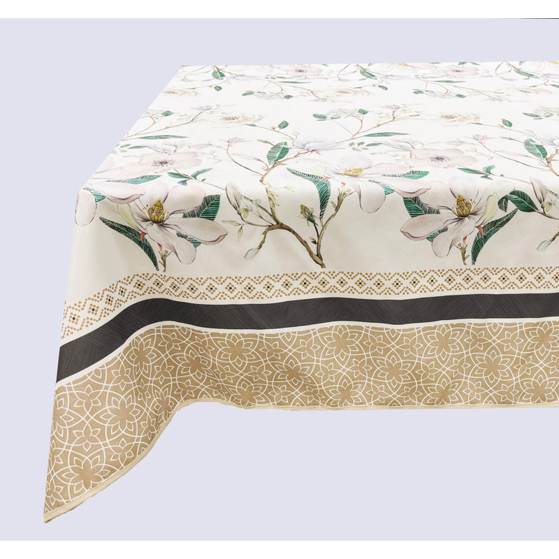 (Nappe ronde en polyester imperméable à motif floral de 60 po), L 104 po x l 60 po