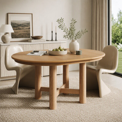 Table de salle à manger ovale extensible, de 119 à 160 cm, avec rallonge amovible, style champêtre, en bois, pour 4 à 6 personnes.