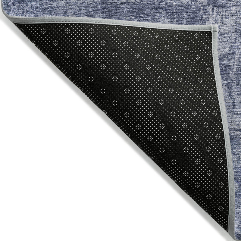 Tapis intérieur lavable abstrait bleu et ivoire 9 pi x 12 pi