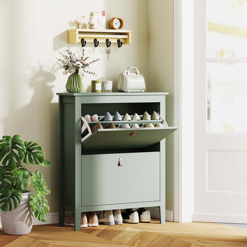 Flip Down Shoe Storage, 95cm H x 80cm W x 24cm D, Green