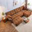 Ensemble de canapé spacieux orange brûlé, structure en bois durable, confort moderne pour le salon