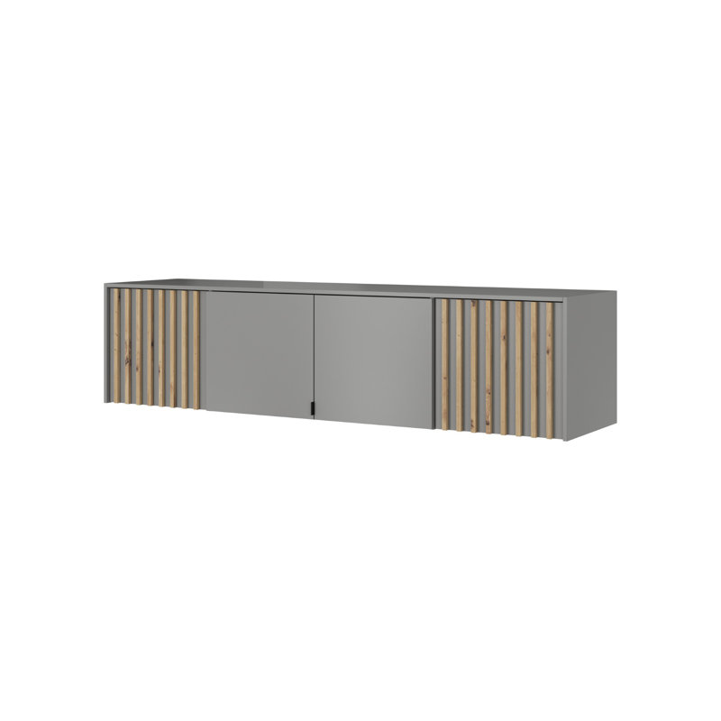 Hamidah 3 Door Wardrobe, Oak/Black, 50cm H x 205cm W x 51cm D