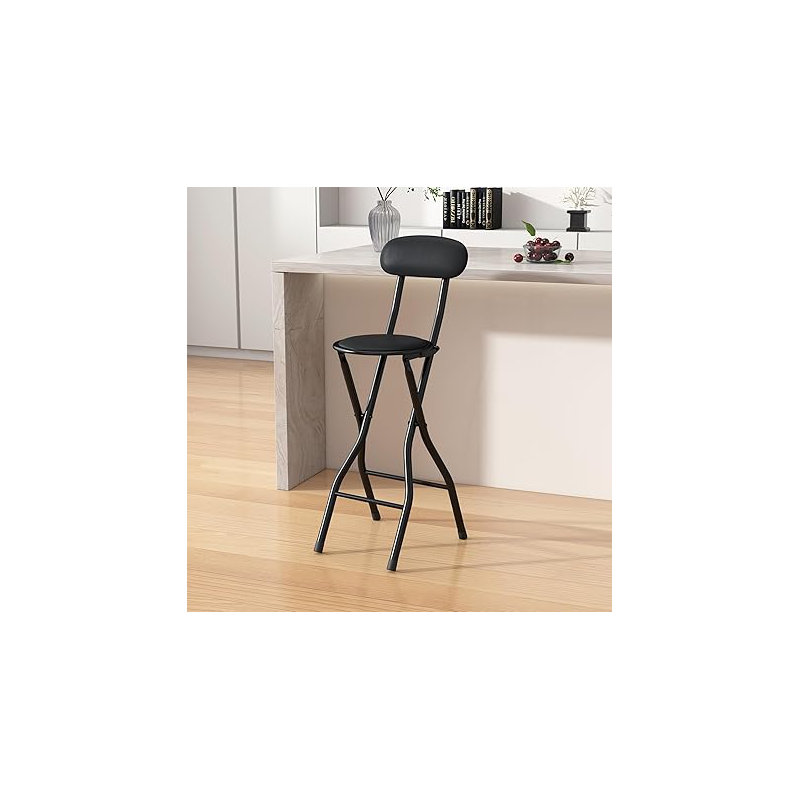 Upholstered Counter Stool with Metal Frame, Black
