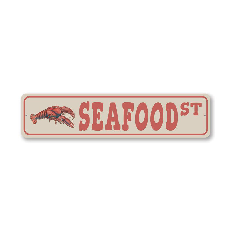 Panneau en aluminium fruits de mer, H 4 po x l 18 po x P 0,04 po