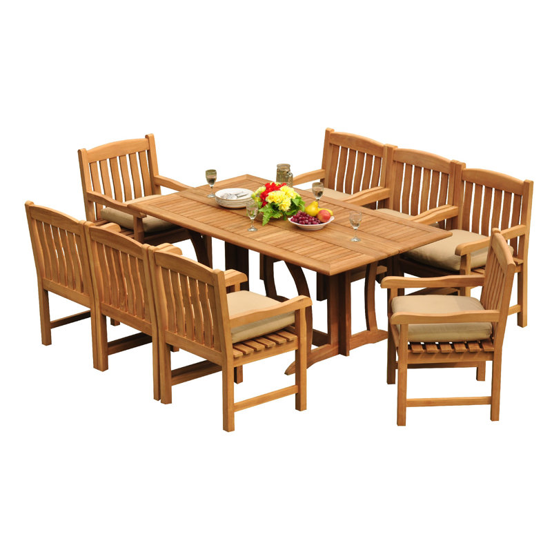 Mastropietro 8 - Person Teak Wood Patio Dining Set with Rectangular Table, 8