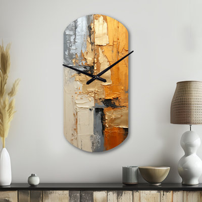 Gold Grey Gleaming Geometry XV - Cylinder Shape Gold Wall Clock