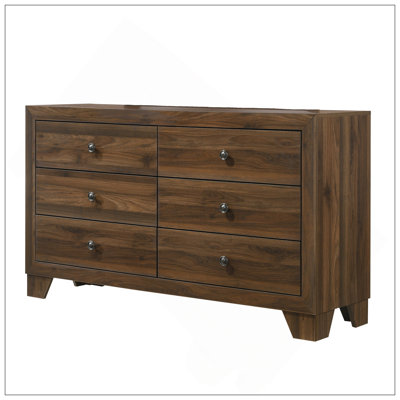 Mobilier de chambre à coucher 1 pièce à 6 tiroirs avec commode de rangement contemporaine en métal brun rustique cerisier rustique