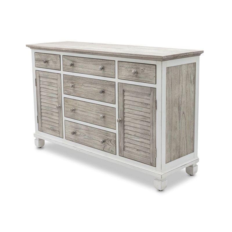 Islamorada - 6 Drawer + 2 Door Dresser - Dapple Grey and Blanc Finish