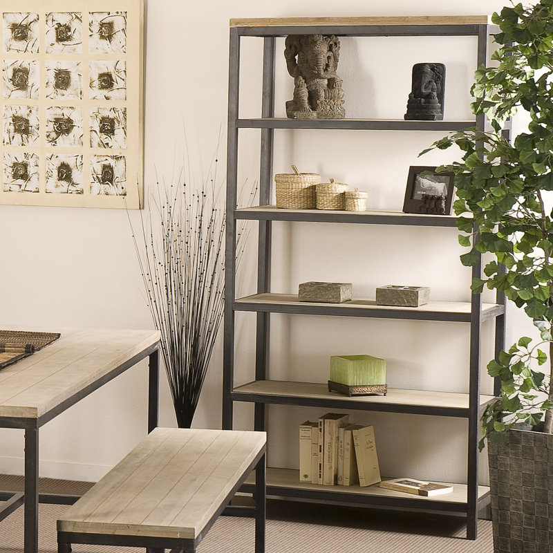 River 178 cm H x 90 cm W Solid Wood Etagere Bookcase