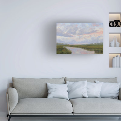 Art mural sur toile tendue - art mural «Misty Marsh Creek» de Carson Overs chercher pour le salon, la chambre à coucher ou le bureau - 22 x 32