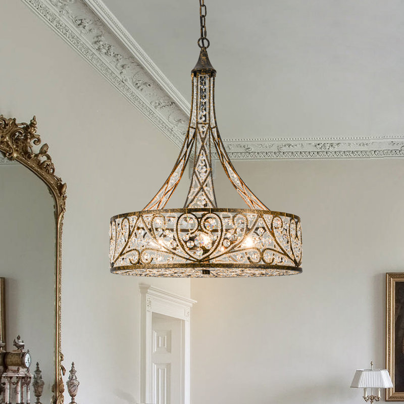 Lustre tambour en cristal 6 lumières