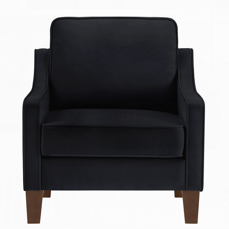 Luxurious Velvet Upholstered Sofa with Sturdy Wooden Frame for Comfortable Seating and Elegant Design, Black