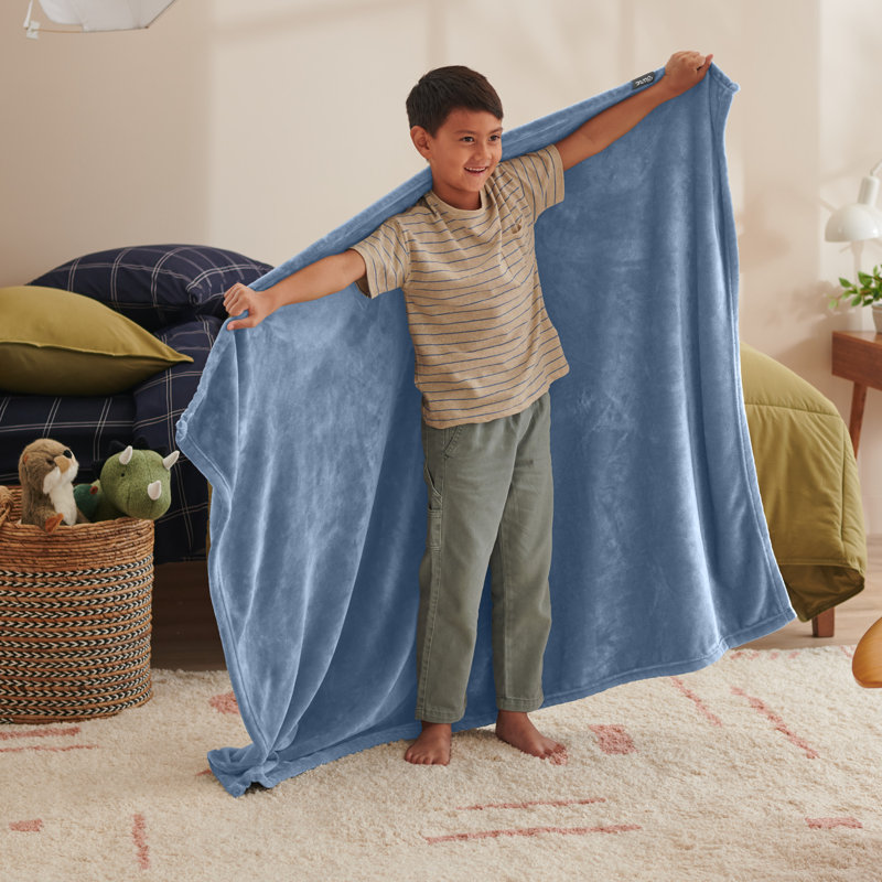 Couverture en molleton Bare Home Microplush - Kid, Bleu couronne