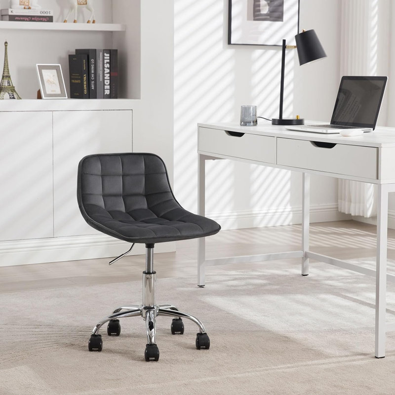 Nisi Backed Adjustable Height Stool with Footrest, Grey/Brown/Blue
