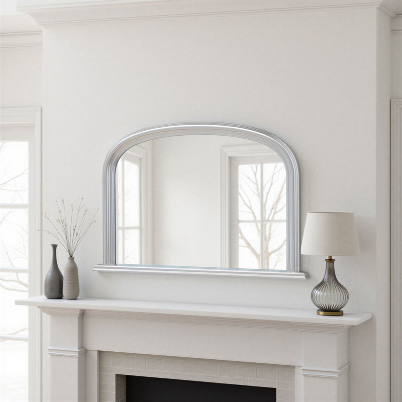Lynn Arched Overmantle Mirror, Champagne Silver