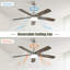 Ventilateur de plafond de 42 pouces avec éclairage pour la chambre à coucher, le salon - télécommande, fonction à DEL à 3 couleurs à intensité variable et mémoire, moteur à courant continu réversible, minuterie 1/4 / 8H