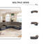Ensemble de canapé inclinable électrique 3 pièces - Velours côtelé brun et cuir semi-polyuréthane noir, chargement sans fil, éclairage ambiant à DEL