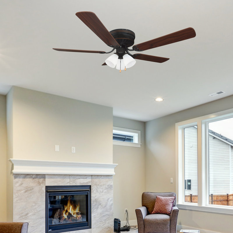 Kalona 52'' Ceiling Fan with Light Kit, Oil Rubbed Bronze with Mahogany Blades