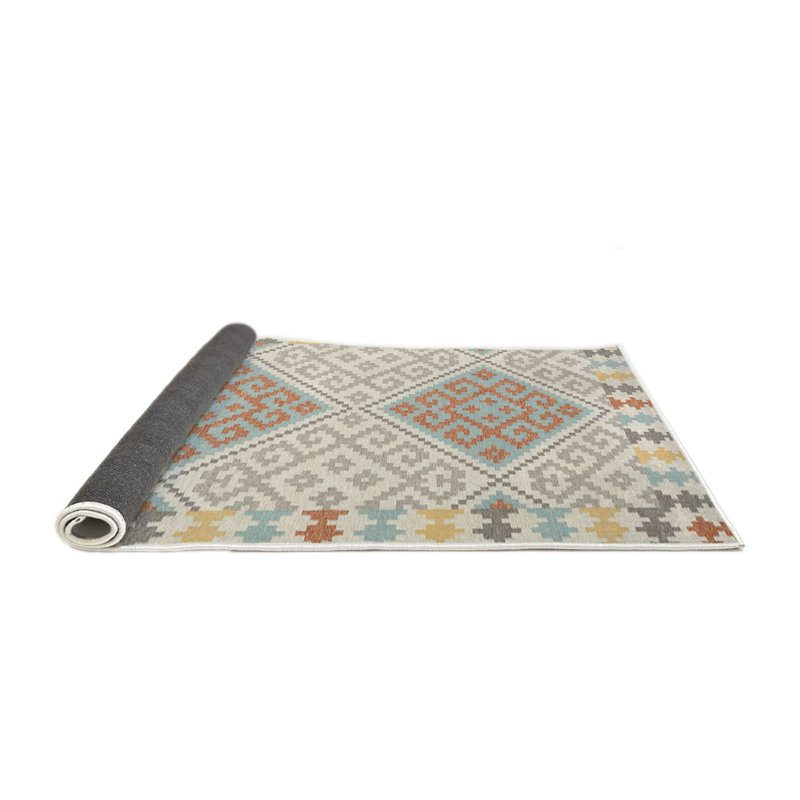 Tapis contemporain beige / brun clair / vert clair, Rond 4 pi