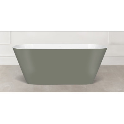 Painted Vetralla 58-3/4" X 29-2/8" Freestanding Soaking Bathtub In Volcanic Limestone With No Overflow Hole