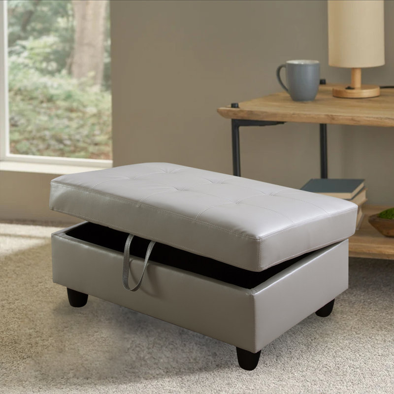 Faux Leather Upholstered Storage Bench, Powder