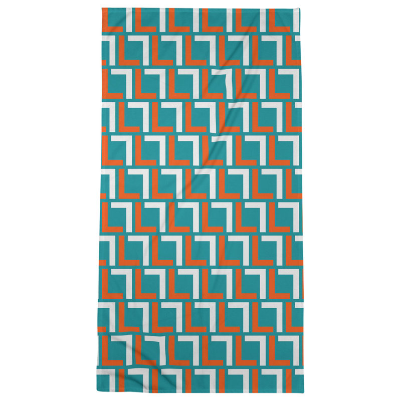 Bath Towel, Aqua/White/Orange