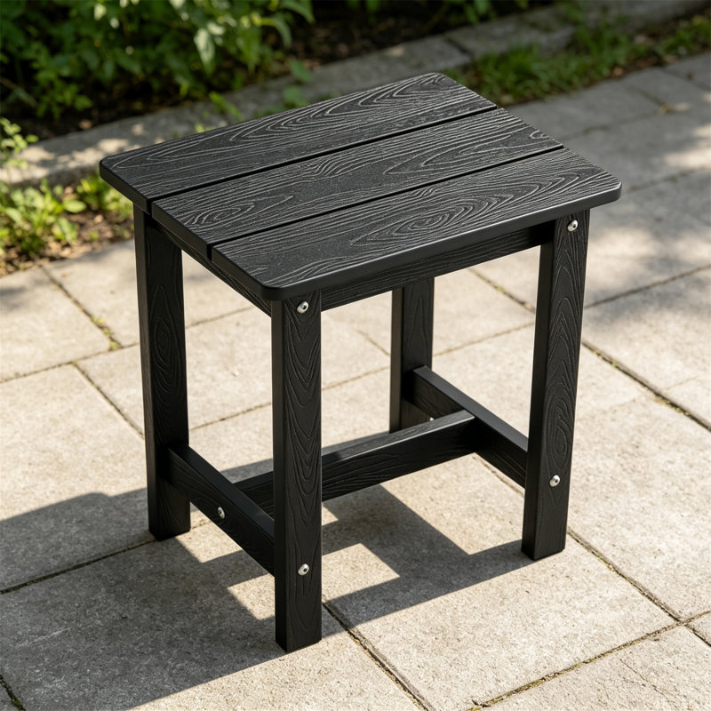 HDPS Adirondack Outdoor Side Table for Patio & Pool, Weather Resistant, Black