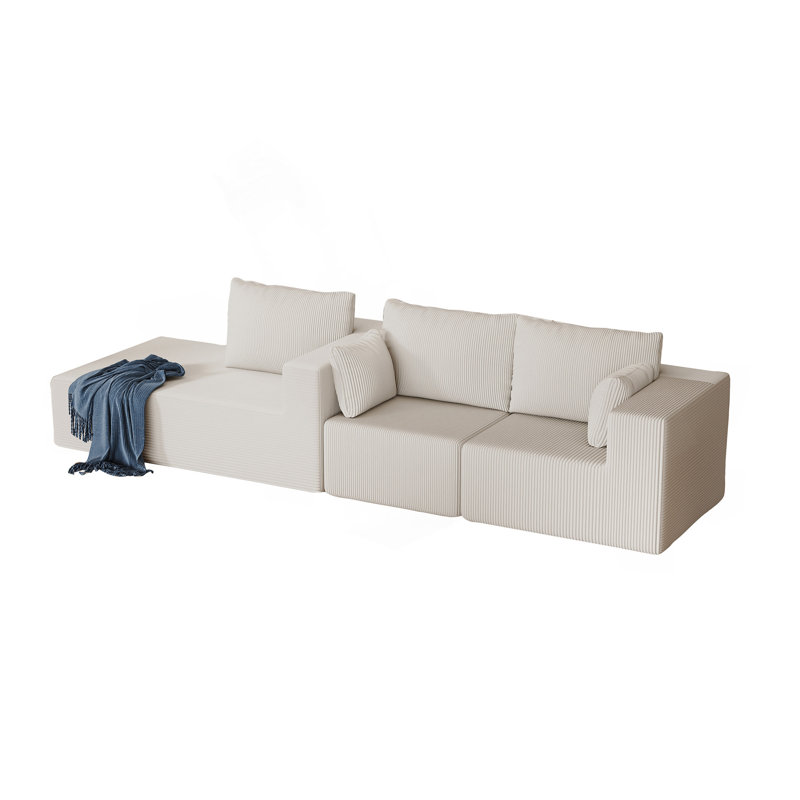 108.3" Sectional Foam Couch,L Shape Sofa With Chaise Lounge,Modular Cloud Sofa  For Living Room,Upholstered Corduroy Couch