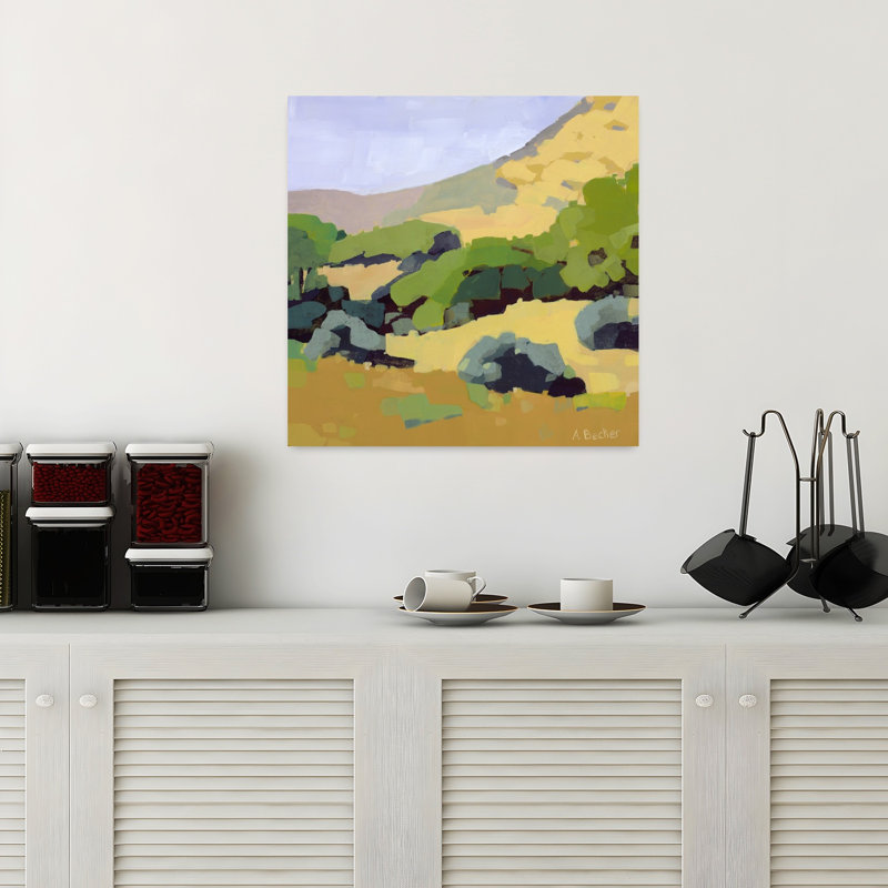 Hillside, paysage abstrait contemporain, art naturel, H 18 po x l 18 po