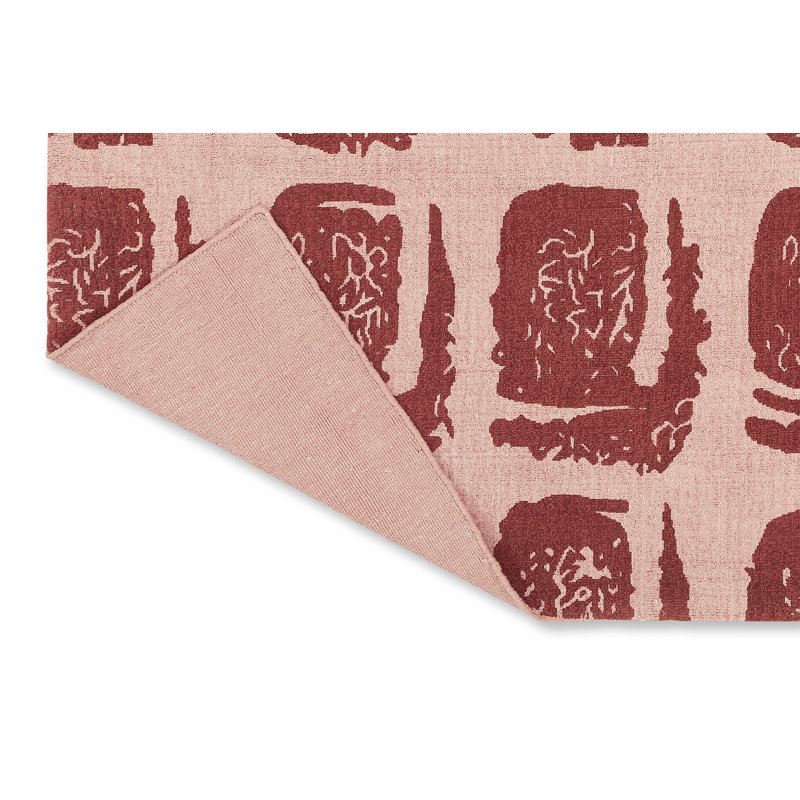 Wool Geometric Area Rug in Red/Pink, 6'7" x 9'2"