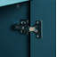 Grande armoire de rangement 63 po avec poignée en métal, portes à fleurs sculptées, console en bois Mordern avec tablettes réglables pour le salon, la cuisine et le vestibule (bleu marine)