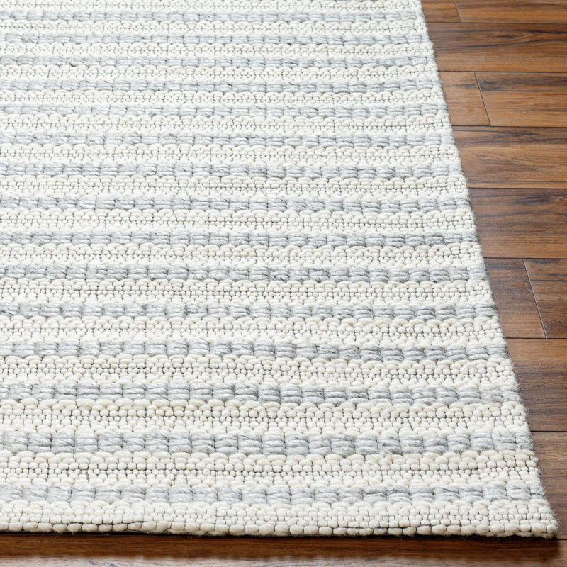 Tapis rectangulaire en laine Harvi, Rectangle 8 pi x 10 pi, Gris clair