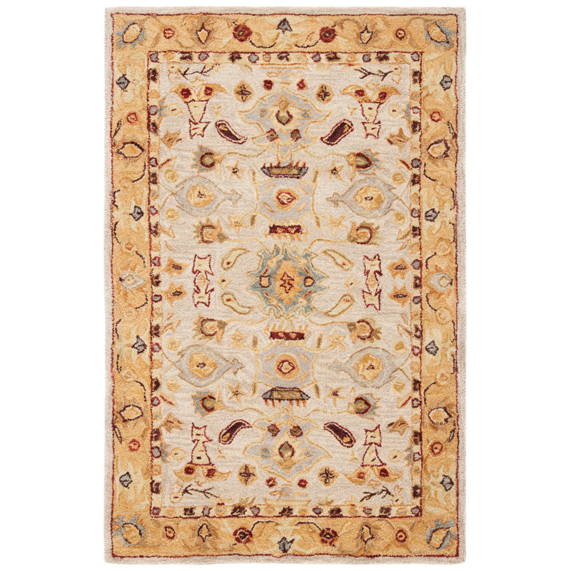 Sabhana Hand Tufted Wool Pile Oriental Rug, Rectangle 4' x 6'