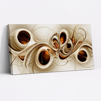 Abstract Fluid Shapes in Gold and Bronze Tones Canvas Wall Art