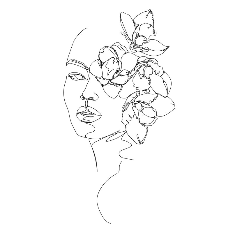 Glensperth Flowers In Woman's Head - Wrapped Canvas Print, 76cm H x 51cm W x 3.8cm D