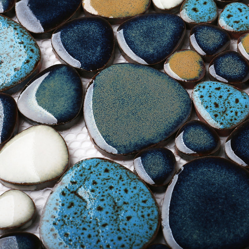 Tuile de mur et de plancher en porcelaine tranchée, Bleu sarcelle / brun